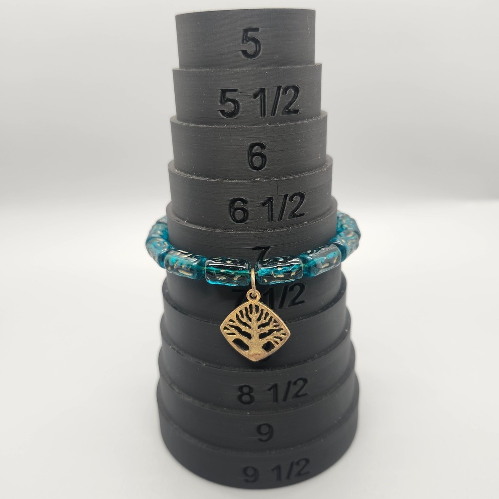 Chavez‎ for Charity Green Beaded Stretch Bracelet with Gold Tree Charm